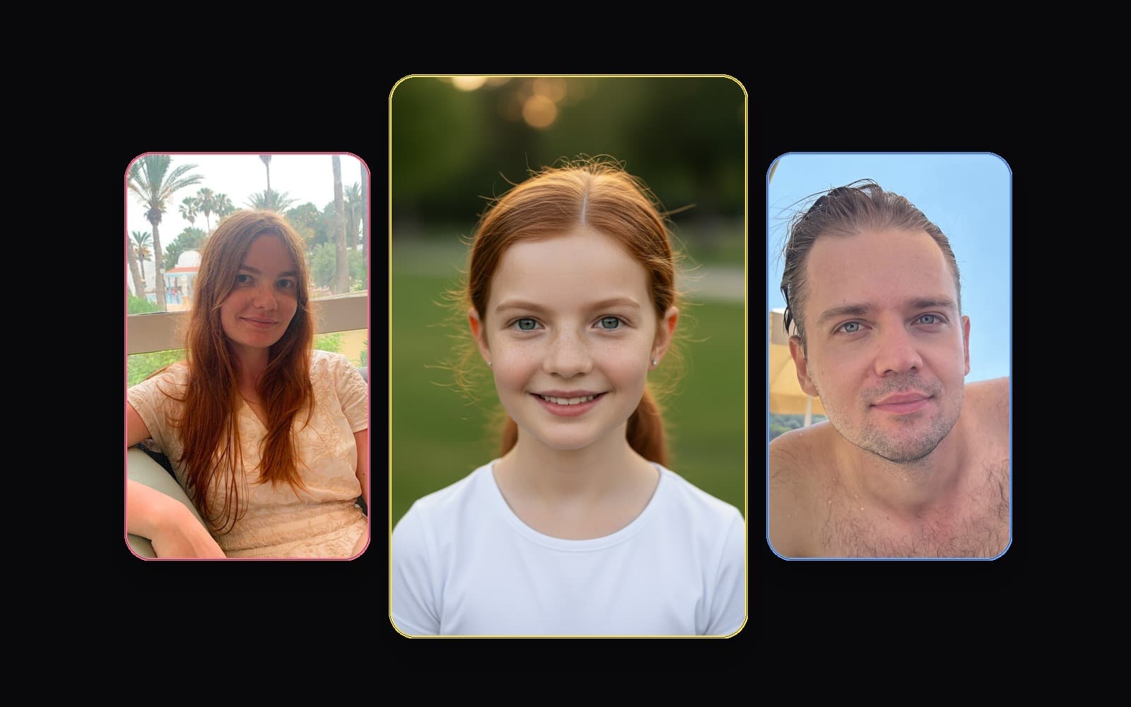 Baby collage with both parent photos and a generated child portrait