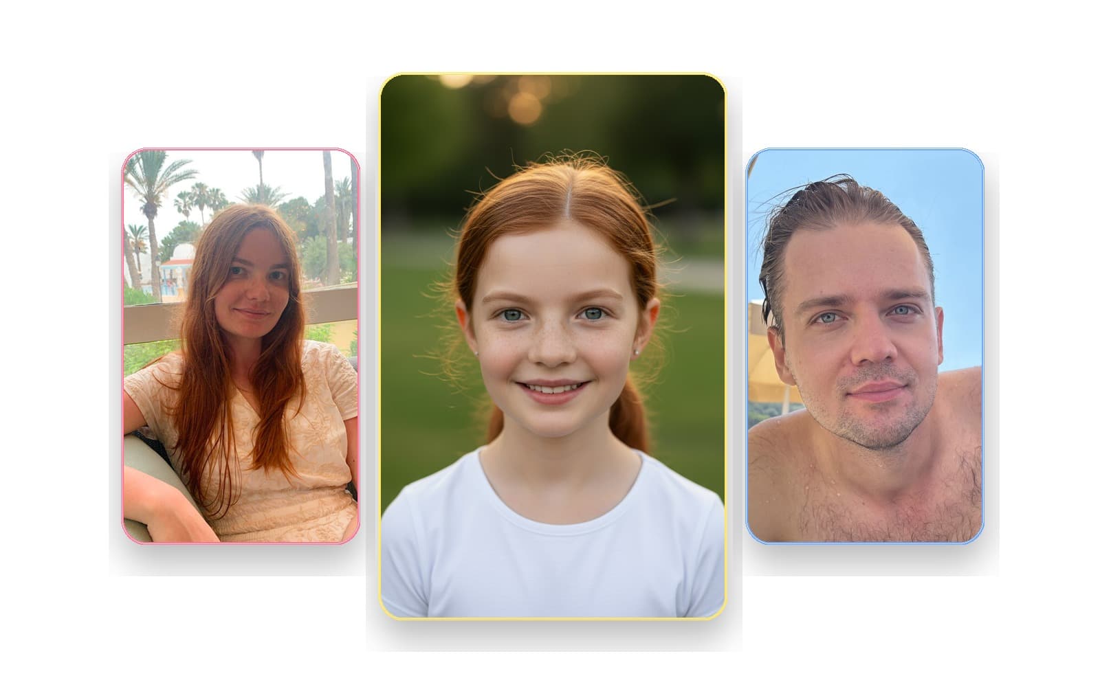 Baby collage with both parent photos and a generated child portrait