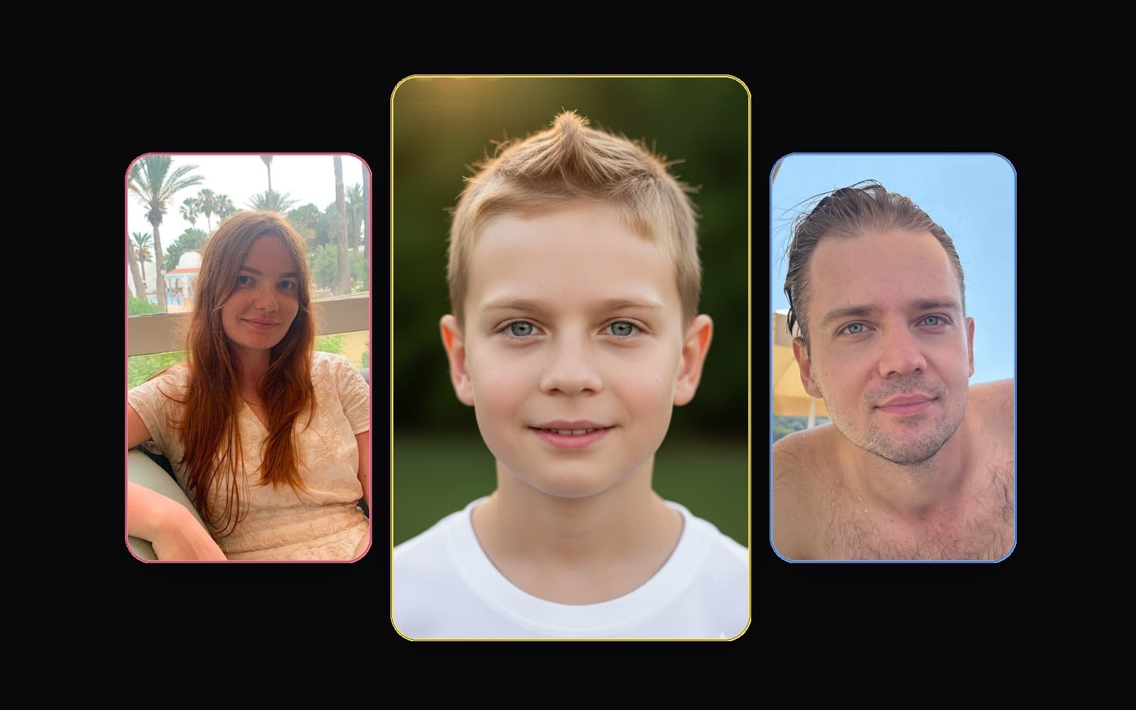 Future baby collage with both parent photos and generated baby portrait