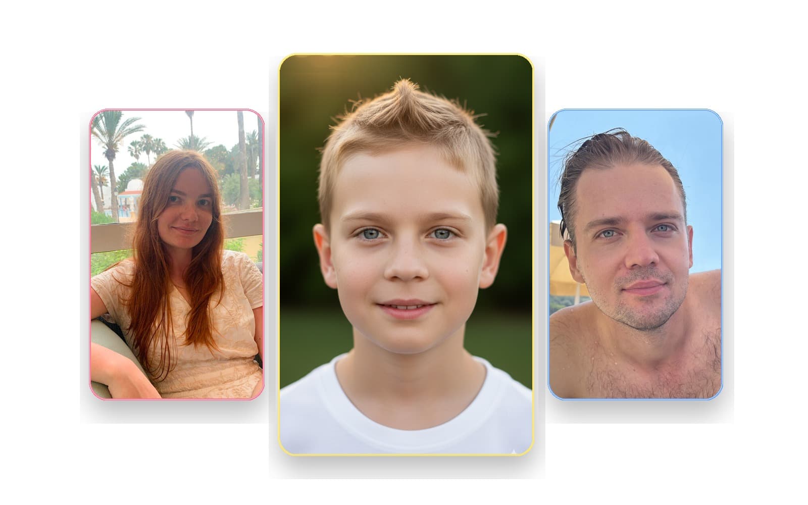 Future baby collage with both parent photos and generated baby portrait