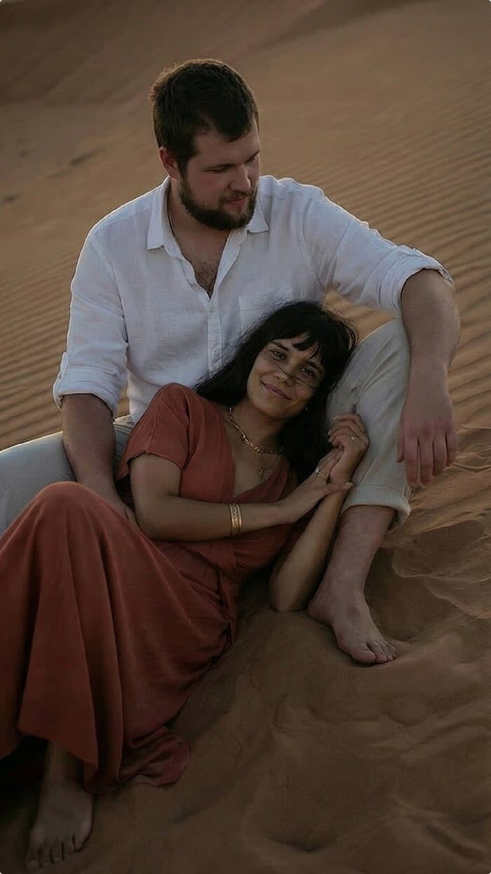 partner photoshoot in the desert dunes.