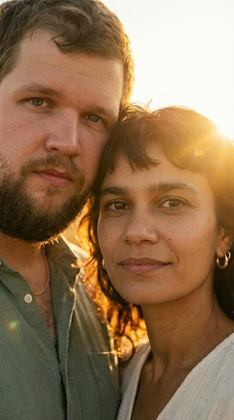 Romantic couple pic with sun flares