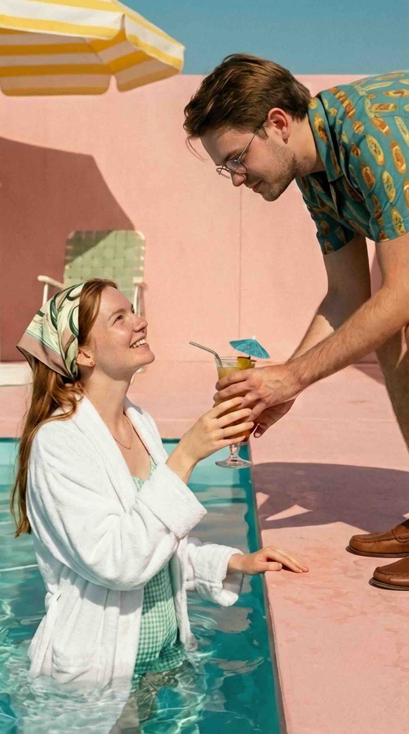 Old money aesthetic: perfect vacation couple photo by the water.