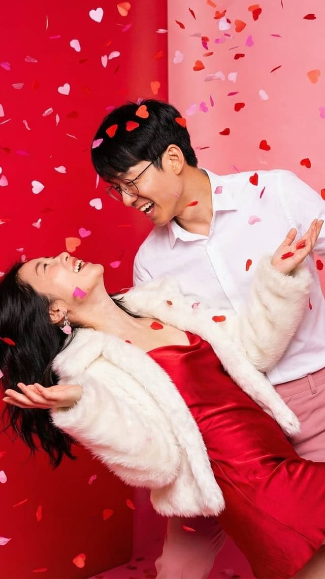 cupid's studio: couple with heart sunglasses and confetti