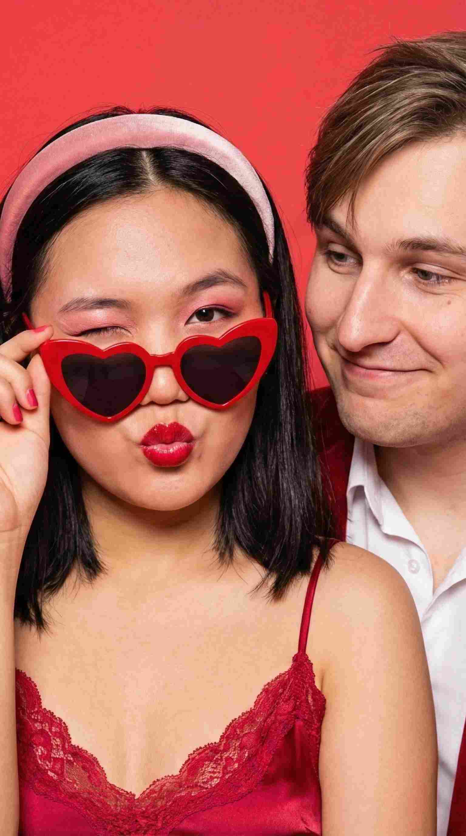Romantic valentine images: proposal in Paris at night with red roses.