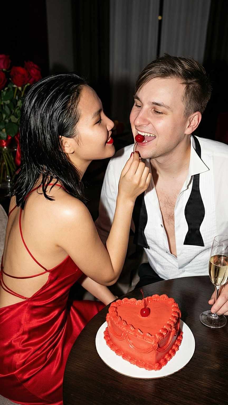 Valentine photoshoot: Paris proposal scene at night