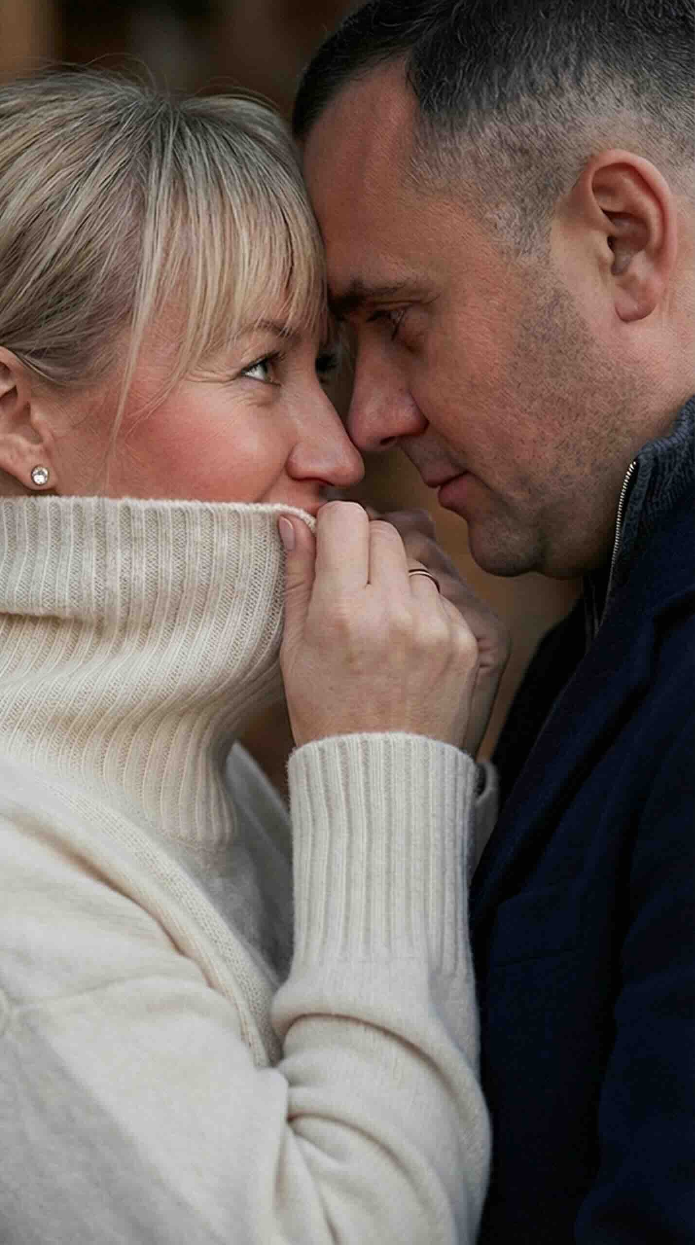 Neural network two photos: portrait of a couple by the fireplace.