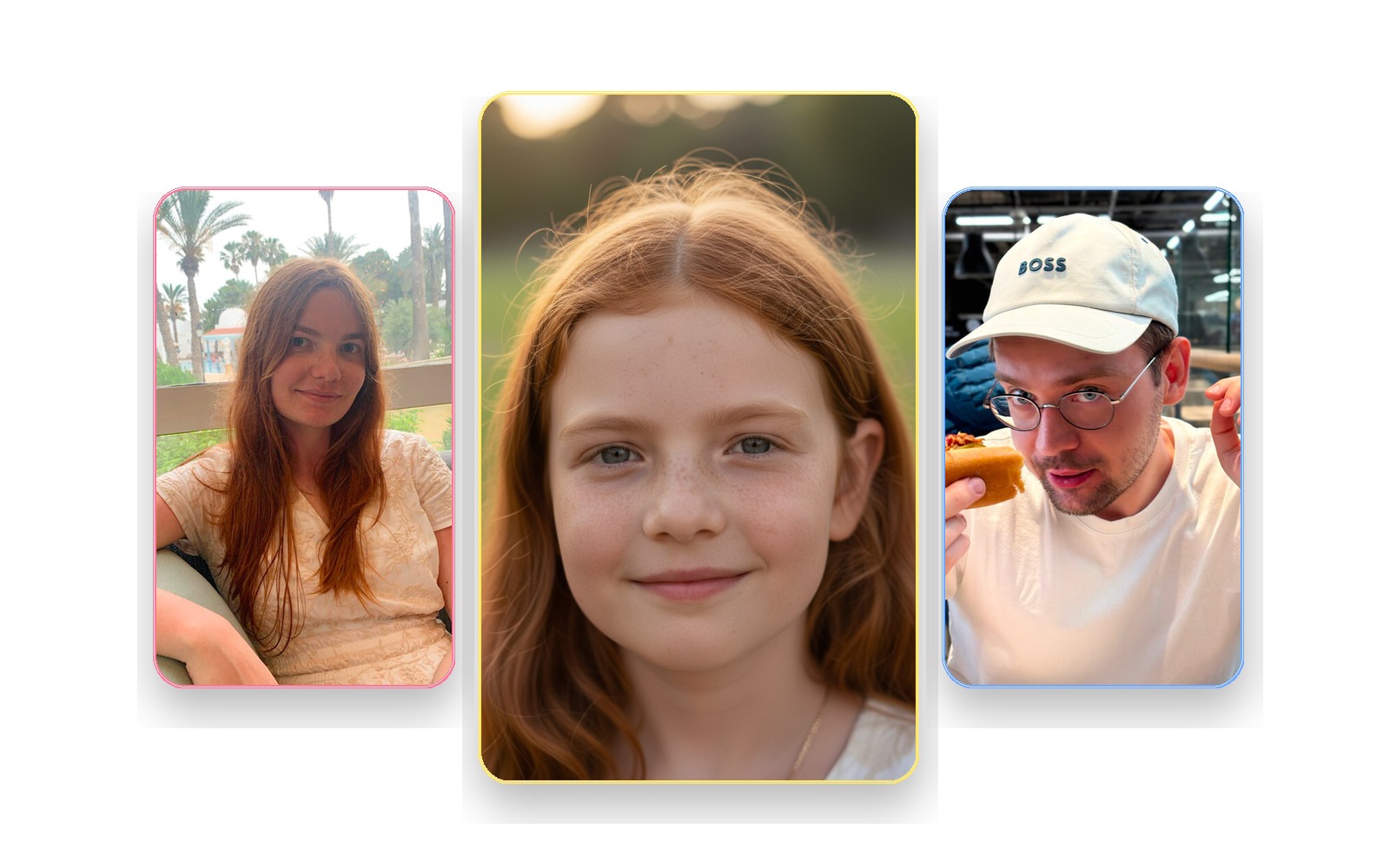 Baby collage with parent source photos and generated child portrait